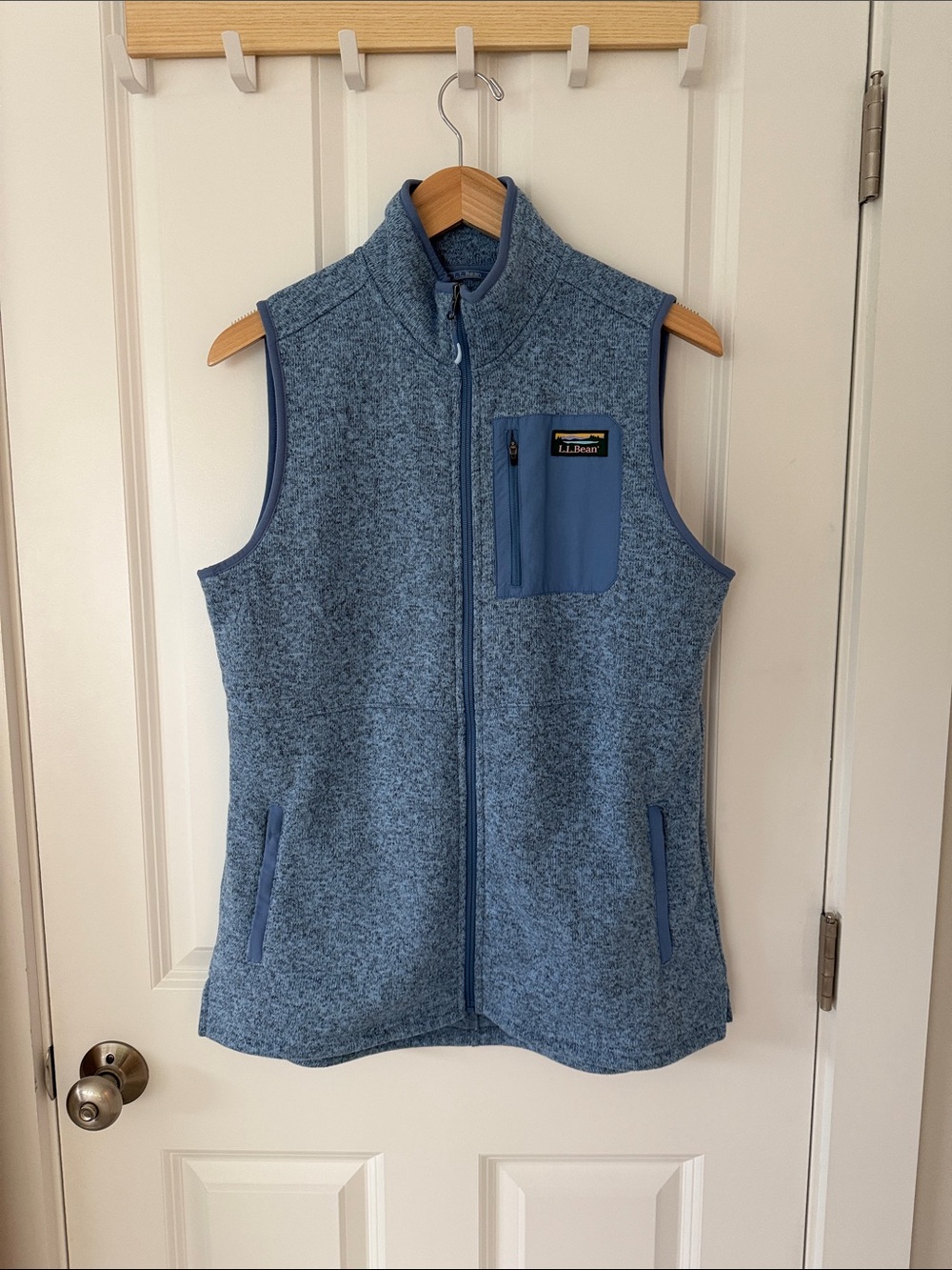 L.L. Bean Sweater Fleece Long Vest- Seaboard Blue